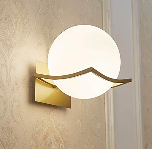 KRUIHAN LED Wandleuchte Innen, Wandlampe Glas, Wandlampe Rund, Modernes Design Glaskugel Wandleuchte für Badezimmer, Wohnzimmer, Schlafzimmer, Flur (Glühbirne Nicht Im Lieferumfang Enthalten), Gold