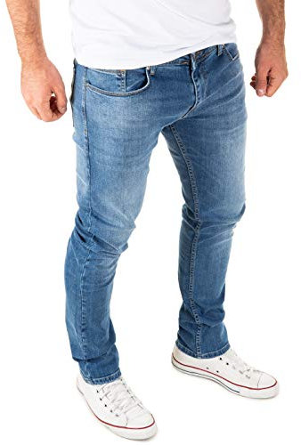 WOTEGA Justin - Herrenhose Slim Fit - Herrenjeans für Männer - Stretchjeans Hosen - Herren Jeanshosen, Mittelblau (bijou blue 183921), W34/L32