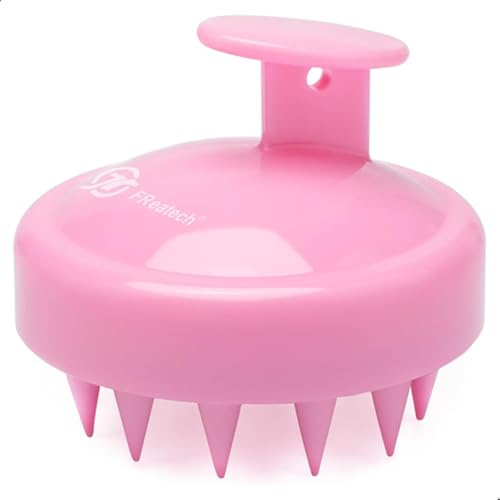 FReatech Spazzola per Capelli in Silicone per Shampoo e Massaggio Testa, Massaggiatore Cuoio Capelluto [Bagnato e Secco], Pulizia Profonda e Esfoliazione Delicata, Stimola la Crescita Capelli, Rosa