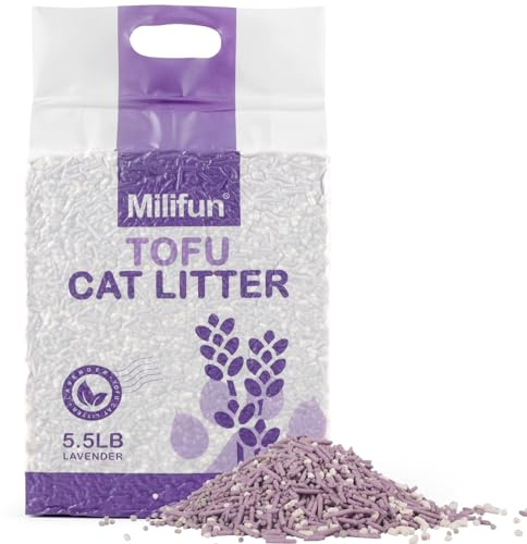 Tofu Cat Litter, Dust-Free Kitty Litter, Fast Drying, Ultra Absorbent Clumping Cat Pellets, Lavender Odor Control, Less Scattering, Dust-Free Mixed Tofu.