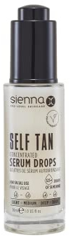 Sienna X Self Tan Drops Concentrated Serum (30ml) Add to Skin Care for Custom Face Tan, Cruelty Free and Vegan
