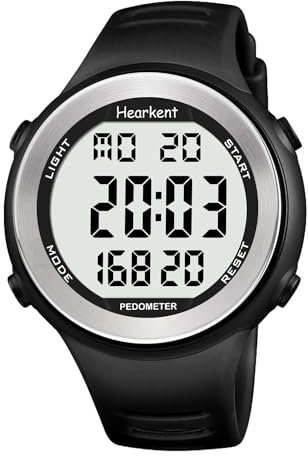 Waterproof Pedometer Watch for Senior Non Bluetooth No App Required Sport Watch with Step Counter Calories and LCD Large Numbers (black)