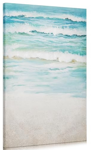 Arborus Cuadro sobre lienzo 60 x 40 cm pintura al óleo decoración de pared mar playa mural pintado a mano cuadros cuadros de pared para dormitorio decoración oficina hotel decoración restaurante playa