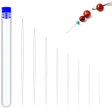 Eupneicu Agujas De Abalorios, Ojo Grande De Acero Inoxidable, Agujas Para Hacer Joyas Agujas Con Botella De Almacenamiento De Agujas Transparente, 8 Tamaños