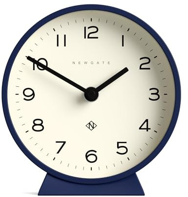 NEWGATE® M Horloge de Bureau Mantel Echo | Design Rond Moderne | Bleu Marine | Chiffres faciles à Lire | Style Contemporain pour Bureau, Table, étagère ou Chevet