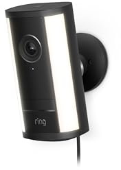 Ring Spotlight Cam Pro, Plug-in (newest model), Home or business security, Retinal 4K with wide-angle video, 10x Enhanced Zoom, and 600 Lumen Spotlights, Black