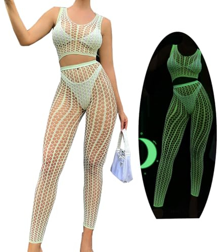 CHILIRIA Glow dans le noir lingerie verte résille body housses bikini fluo club glow tenue de fête haut culotte