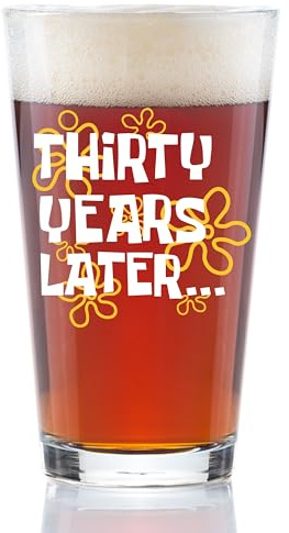 30th Birthday Gifts for Men – Funny Beer Glass with “30 Years Later” Design – 16oz Nostalgic Pint Glass – Retirement Gift, Husband Gift, Holiday or Anniversary Present