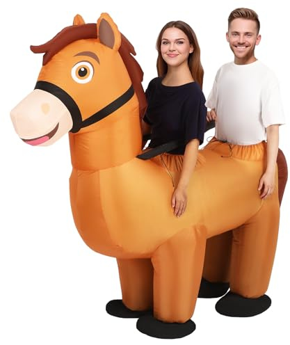 Yearntown Two Person Inflatable Horse Costume Adult, Blow up Horse for Couples Halloween Costumes 2025 Funny Cosplay Outfit