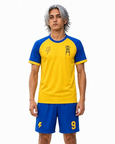 Ataviko Tuta Calcio Inazuma 11, Blaze. Abbigliamento Cosplay Fan Anime Cartone animato Giapponese ispirato a personaggio, serie (IT, Testo, XL, Regular, Regular, Giallo/Azzurro, Raimon, Frost)