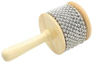 Cabasa - Instrumento de percusión de madera mediana para entusiastas de la música, 17,3 cm, construcción de madera y hierro