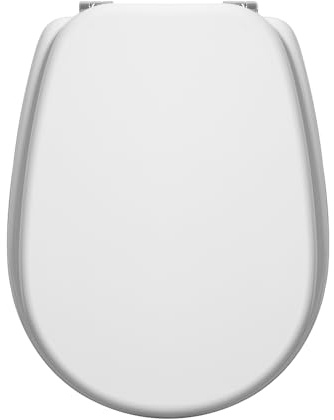 Copriwater Liuto Ideal Standard Dedicato Bianco In Legno Rivestito Resina | Sedile WC Compatibile Vaso Ideal Standard Liuto | Con Paracolpi Antiscivolo E Cerniere In Ottone Cromato Incluse