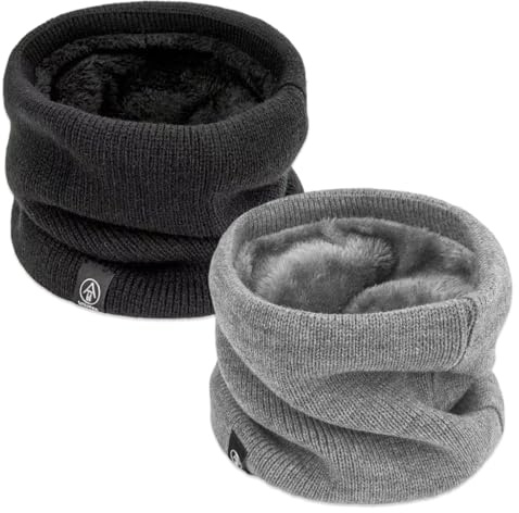 YUVKIN Lot de 2 Écharpes Unisexes, Pelucheux et Doux pour la Peau, en Boucle, Tricotée en Tube, tour de cou femme et homme, cache cou pour la Marche, la Course, le Ski, l'Extérieur, Usage Quotidien