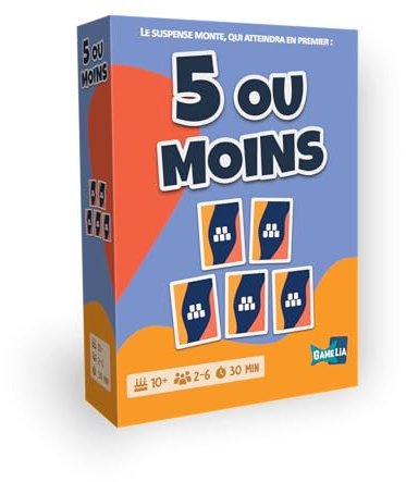 5 ou Moins - Jeu de Société Fun & Convivial - Ambiance Famille/Amis - Observation, Rapidité et Rebondissements - Ultra Addictif - Facile à Apprendre - 2 à 6 Joueurs - 20 Min - dès 8 Ans (Boîte de jeu)