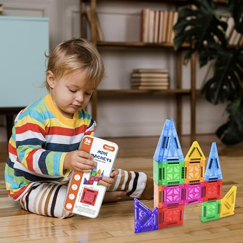 Wonder Toys Mini juego de 26 piezas de diseño magnético clásico para niños a partir de 3 años