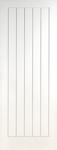 White Grained Cottage Internal Door 1981 x 762mm – Moulded 5 Panel Textured Primed Interior Door, Reversible and Trimmable Design