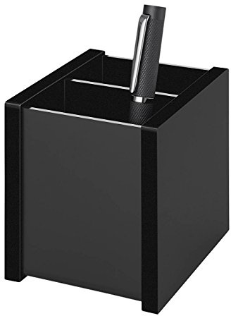 Wedo 636001 Stiftebutler Black Office, aus Acrylglas, 2 Kammern, Gummifüße 10 x 8, 3 x 9, 6 cm, im Geschenkkarton, Schwarz