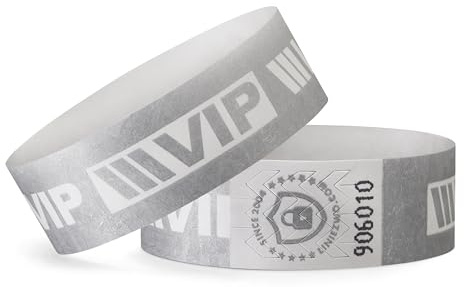 linie zwo ®, Lot de 100 bracelets d'identification 19 x 254 mm - VIP, Argenté