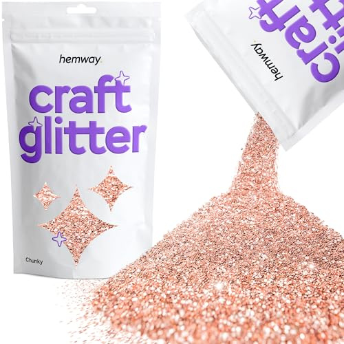 Hemway Craft Glitter Rose Gold 100g Chunky Glitter | for Crafts, Resin, Cosmetic, Nail, Face, Body, Festival, Tumblers, Art, Candle, Crafting