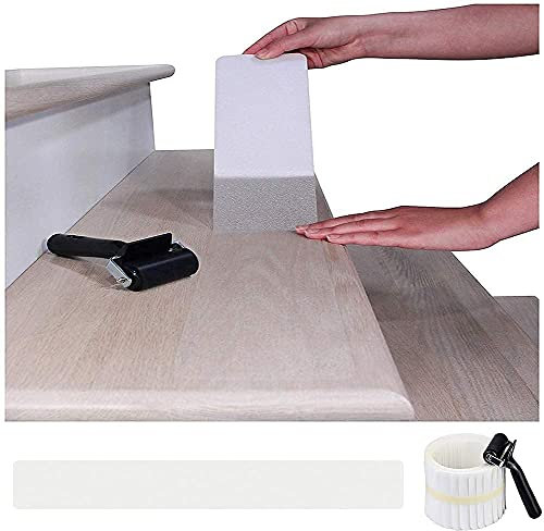 BangShou Transparente Antirutschstreifen für Treppen mit 15 Rollen Rutschfestes Klares Selbstklebendes Band für Kinder, Älteste, Haustiersicherheit (Installationsrolle enthalten) (15x80cm)