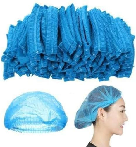 HOT BARGAINS 100 X Disposable Hair Nets Blue Hair Net Non Woven Surgical Caps Hair Net For Cooking Hair Nets For Catering Size 21