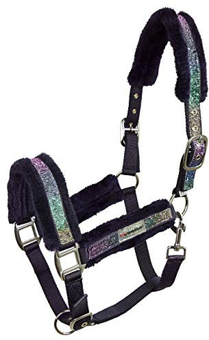 Horsenjoy Pferde Halfter Teddyfleece Rainbow Brilliant Reithalfter Weidehalfter (Cob)