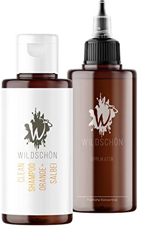 Wildschön Naturkosmetik: Clean Bio Shampoo Orange + Salbei | 150 ml Konzentrat - 1:10 entspricht 1,5 Liter Volumen Naturshampoo | 100% Vegan: Natürliche Haarpflege ohne Silikon, Sulfate & Parabene