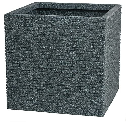 Strata Large Square Slate Effect Planter 38cm in Ash