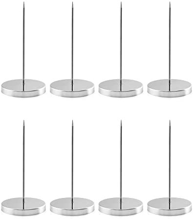 QWORK Zettelspießer Memo Halter, Zettelhalter Bon Aufspießer für Zettel Note Papier Beleg, 14 cm, 8 Stücke, Silber