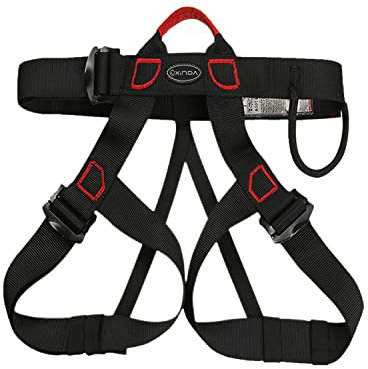 TAZZOR Klettergurte, Befestigender Klettergurt Für Herren, Halber Körperklettergurt Für Feuerrettung Bergsteigen Absturzsicherung,Maximale Belastung 800KG(Schwarz)