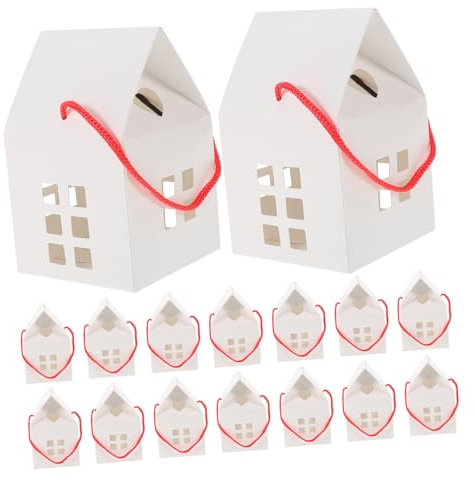 SOLUSTRE 15pcs House Shaped Paper Candy Boxes Handheld Decorative Boxes for Christmas Parties Weddings and Celebrations Sturdy and Lightweight Packaging for Treats and Favors
