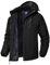 donhobo Herren Skijacke Wasserdicht Winddichte Winterjacke Warme Fleece-Futter Outdoor Übergangsjacke mit Abnehmbarer Kapuze, Schwarz, XL