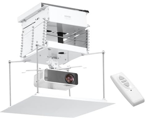 VEVOR Motorisierter Projektorlift elektrischer Projektorlift höhenverstellbar 1,5 m, versteckte Projektor-Deckenhalterung mit Fernbedienung und Kabelsteuerung, ideal für Kino Zuhause Büro Bühne Studio