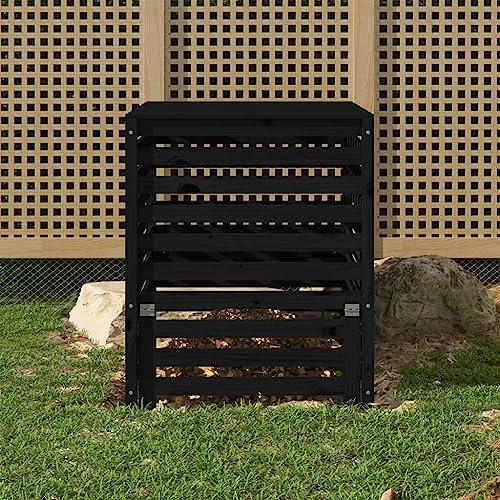 Vetnasa Compostador de Madera Maciza de Pino Negro 82,5x82,5x99,5 cm Casa y jardín, Jardín, Jardinería, Compostaje, Compostadores Negro 20 KG