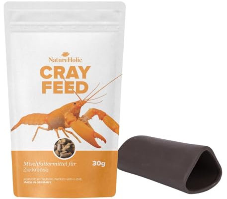 NatureHolic Krebse Sorglos-Paket | Aquarium Deko & Premium Krebsfutter - Ablaichhöhle & Futter für Krebse, Zwergkrebse, Fächergarnelen & Welse | Hochwertige Keramikhöhle & nährstoffreiche Futtersticks