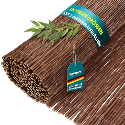 KARAT Weidenmatte in 5 Größen · 150x500 cm · Sichtschutzmatte aus Weide · für Garten, Balkon und Terrasse · Balkonsichtschutz · natürlicher Sichtschutzzaun (Braun)