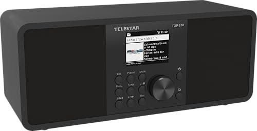 TELESTAR TOP 250 – DAB+/Internetradio (Stereo, 2 × 10 Watt, Bluetooth Sende-/Empfangsfunktion, USB-Aufnahme, Notfallwarnsystem, App-Steuerung) – Schwarz