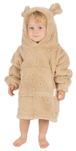 Oversized Hoodie For Kids Snuggle Blanket Wearable Hoodie Oversize Warm Toddler Hoody Teddy Koala Bear Girl Boy Age 1-6 (Teddy Bear, Age 1-3)