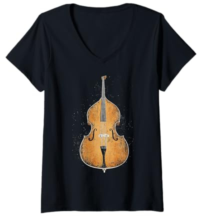 Femme Instrument de Musique pour contrebasse, Illustration Graphique, contrebasse T-Shirt avec Col en V