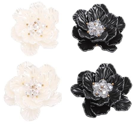 Haofy Fundas para Botones, 4 Unidades, Diseño de Flor de Camelia, 1,8 Cm de Diámetro, Fundas de Tela para Botones de Blusas, Camisas Formales, Vestidos de Novia y Manualidades de