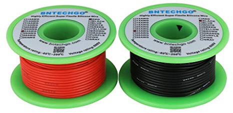 BNTECHGO 24 Gauge Silicone Wire Spool red 50ft and Black 50ft Flexible 24 AWG Stranded Tinned Copper Wire
