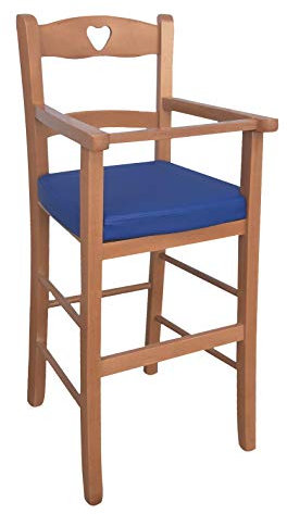 ok Affarefatto zimbardi Constanza Chaise Haute pour Enfant en Bois de Noyer Clair avec Assise en Similicuir Bleu Neuf déjà monté