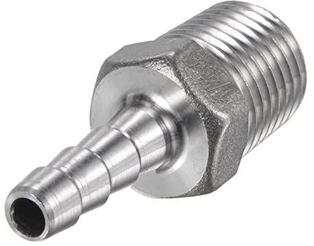 sourcing map Manguera Espiga Montaje 6mm OD X 1/4PT Macho Rosca 304 Inoxidable Acero Recto Tubo Conector para Agua Aire Combustible