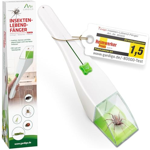 GARDIGO® Attrape-Insectes XXL avec Loupe Intégrée pour Enfants | Attrapeur-Araignées Extra-Long | Capture d'Insectes Vivants | Répulsif Contre Les Araignées | Piège d'insectes Vivants.