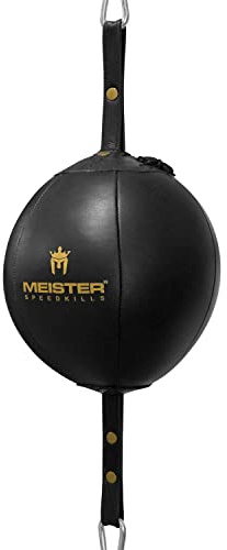 Meister SpeedKills - Borsa in pelle a doppia estremità, con elastici e sacca in lattice leggero, misura L, 22,9 cm, colore: Nero