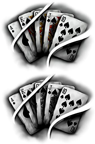 x3 Tatouage Éphémère jeu de cartes - 1 lot de 3 Feuilles de tatouage temporaire | Bras, épaule, dos, mollet, cuisse, jambe | Noir | Homme, Femme - TATTOO YOUR STYLE