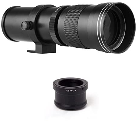 MF Objectif super télézoom F/8.3-16 420-800 mm T2 Mount avec bague d'adaptation M4/3 filetage 1/4 de rechange pour G9 GH5 II GX7 GX8 GX9 GX850 G90 G91 G95 G100 Olympus E-M1 E-M5 E -M1 0 I II III