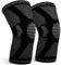 Quelcc 2 Pack Kniebandage Set, Kompression Kniestütze für Meniskusriss, Kniestütze für Damen und Männer, Rutschfeste Atmungsaktiv für Kniescherzen Lindert, Sport, Schwarz, L