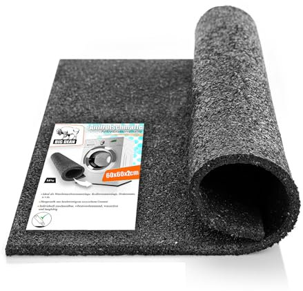 BigDean Antivibrationsmatte 60x60 cm – zuschneidbare Gummimatte – Dämmmatte 2cm Höhe für unterschiedliche Geräte & Räume geeignet