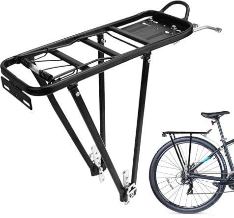 Generisch Gepäckträger, Hinter, Fahrrad-Gepäckträger, Rack, Schwarz, Aluminium, 35 kg, Rücksitzmontage, 40 x 36,5 x 12,7 cm, für Mountain-, Straßen- und Klappfahrzeuge